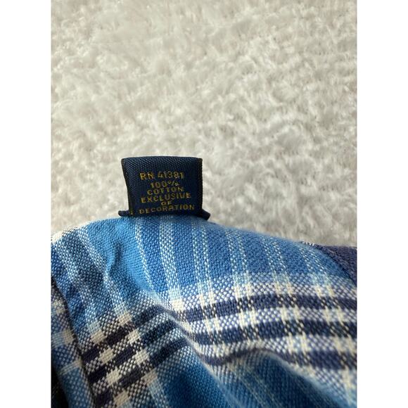 Ralph Lauren Men Short Sleeve Button Down Size Medium Blue Plaid Brown Pony - Picture 3 of 7